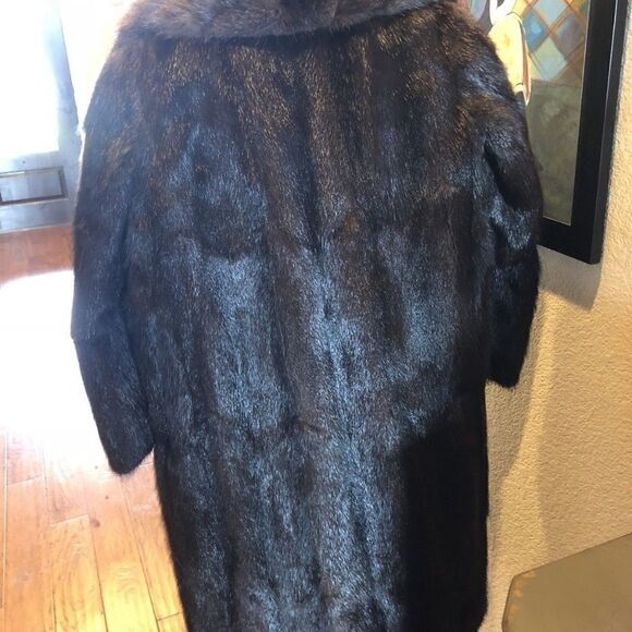 Elegant Dark‎ Brown Mink Coat Huge Collar - Picture 4 of 15